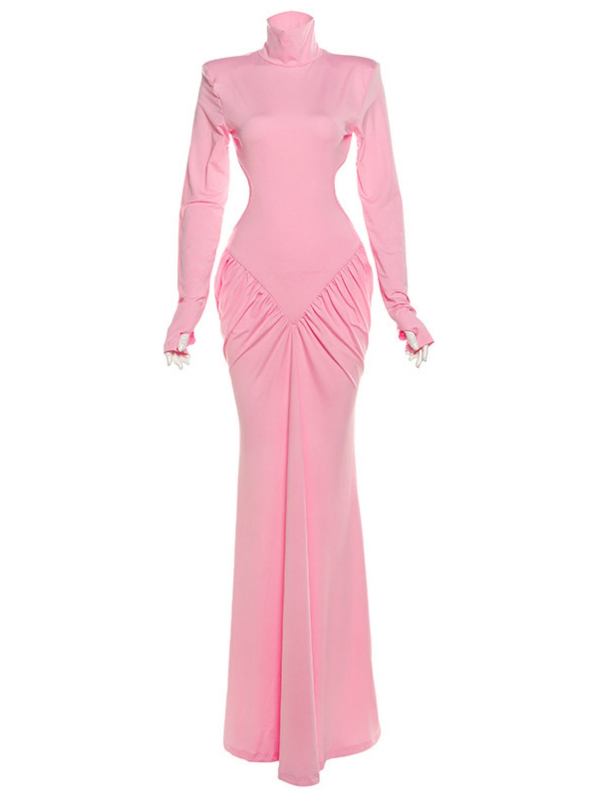 High-neck, Backless, Slim-fitting, Sexy, Solid-color Long Dress