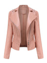 Street Cool Slim Fit Beading Leather Jacket