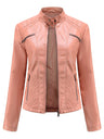 Three-dimensional Decoration Stand Collar Slim Fit Leather Jacket