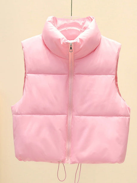 Sleeveless Zipper Stand Collar Vest Jacket Down Vest