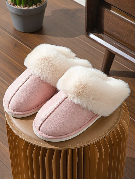 Solid Color Plush Slippers