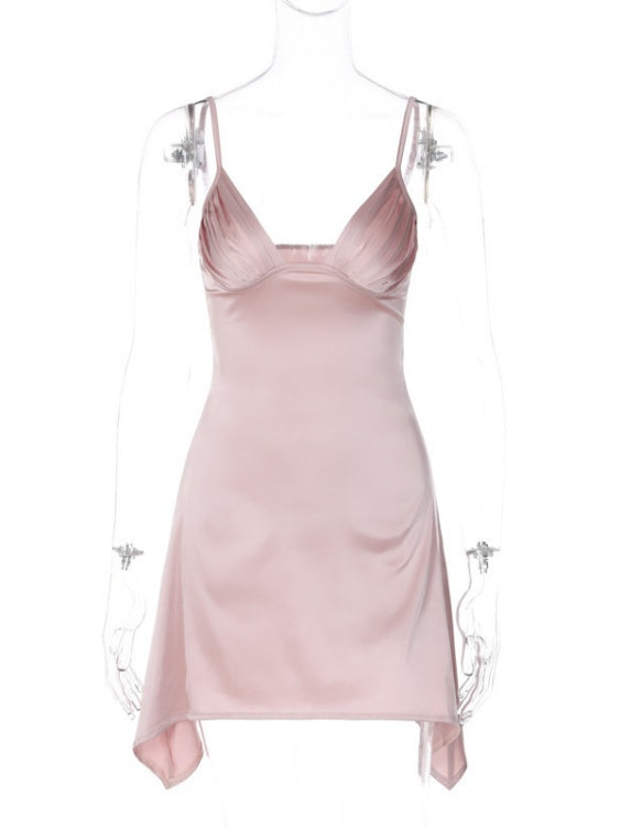 Liber Spring Women's Backless Solid Color Mini&Short Dresses