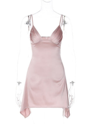 Liber Spring Women's Backless Solid Color Mini&Short Dresses