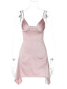 Liber Spring Women's Backless Solid Color Mini&Short Dresses