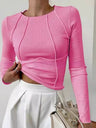 Navel Solid Color Long sleeve Blouse