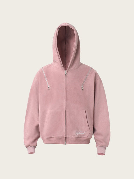 Neutral wear Zipper decoration Solid Color Sweatshirts&Hoodies