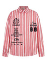 Plaid Retro Vibe Badge Embroidery Lapel Long-sleeved Shirt