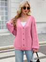 Liber Autumn Women's Buttons Plain stitch Lantern cuffs Cardigans Coat
