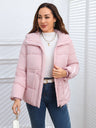 Stand Collar Waist Tie Down Padded Jacket Warm Coat