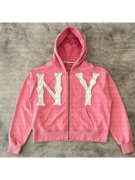 Liber Autumn Neutral Letter Printed Hoddie Jackets