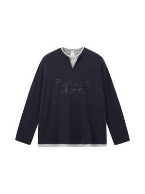 Liber Autumn Neutral wear Embroidery Letter T-shirts