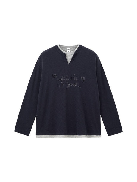 Liber Autumn Neutral wear Embroidery Letter T-shirts