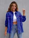 Multicolor Raw Hem Denim Jacket