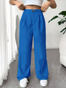 Pleated Suit Wide-leg Pants For Women High Waist Drape Loose Straight Floor-length Trousers