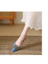 Liber Spring and Autumn Denim Metal Buckle Women's High Heels