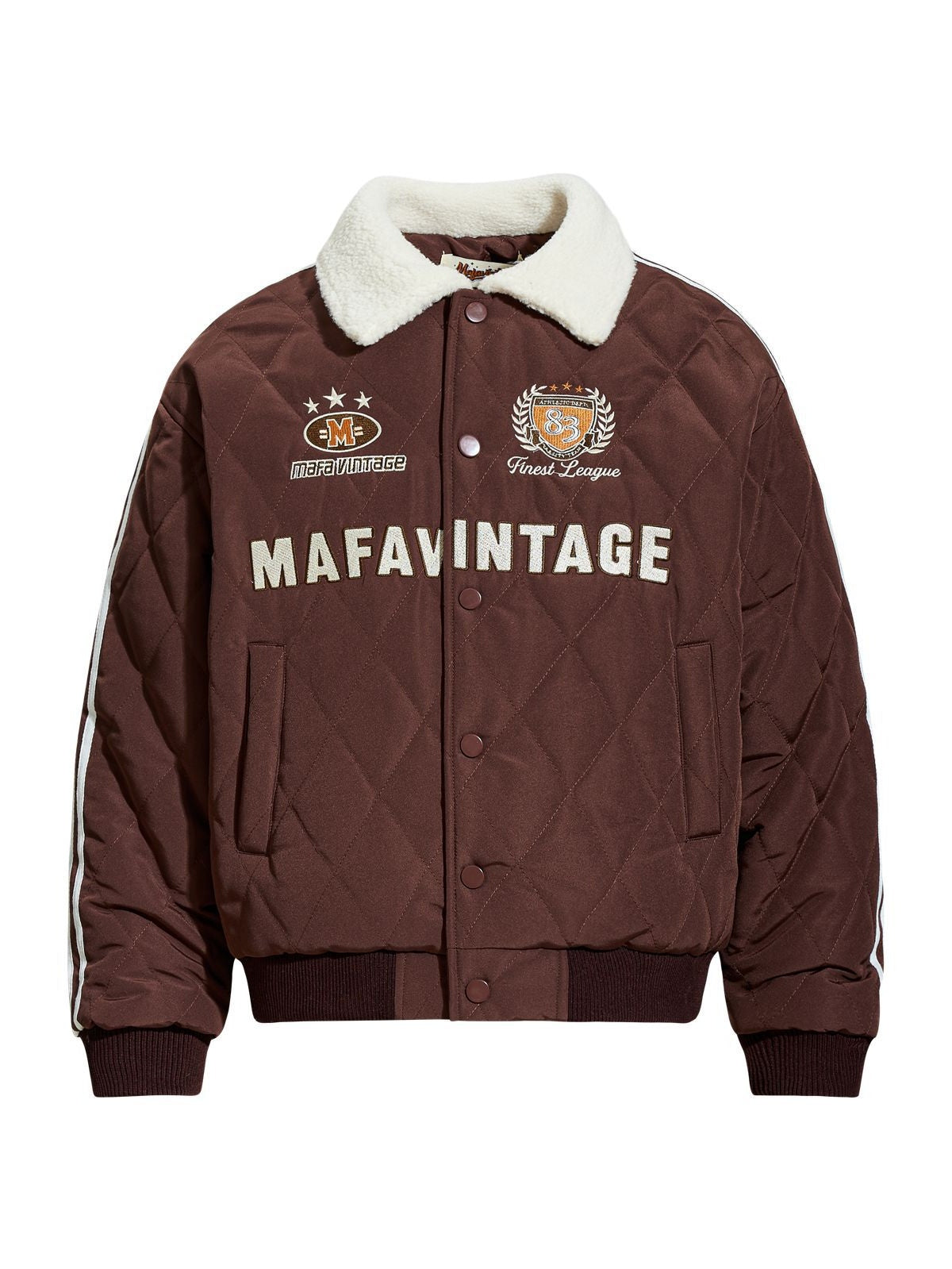 Retro Letter Embroidery Fur Collar Lapel Cotton Clothes