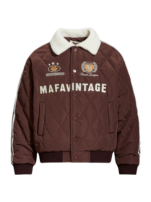 Retro Letter Embroidery Fur Collar Lapel Cotton Clothes