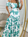 Bare Waist Printed One-shoulder Collar Maxi Dresses
