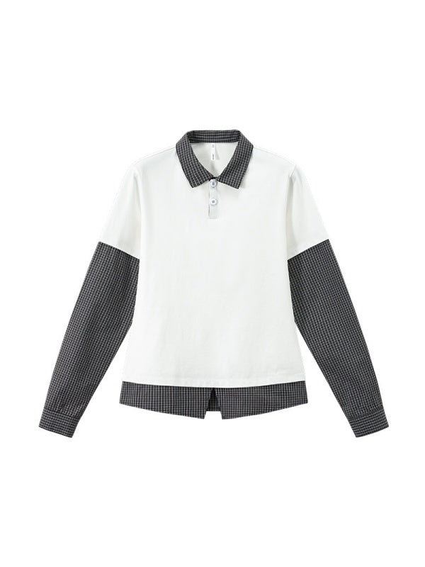 Liber Autumn Neutral wear Fake two pieces Letter Polo