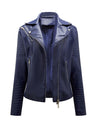 Three-dimensional Decoration Lapel Diagonal Zipper Short Leather Jacket