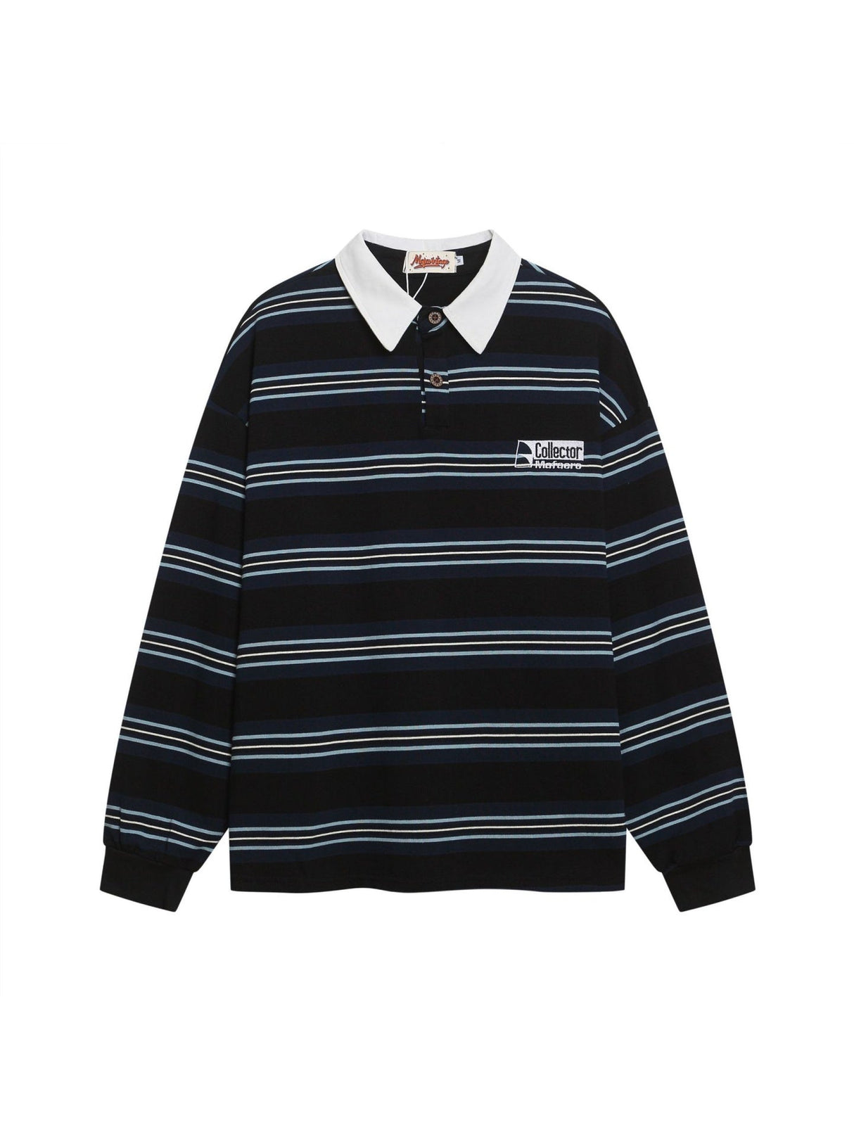 Navy Blue Striped Polo Shirts