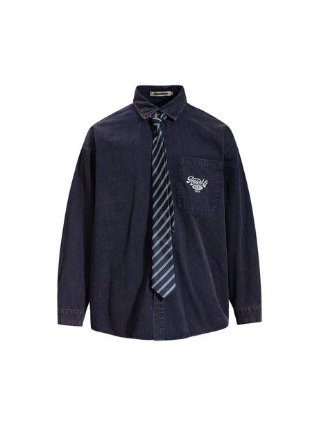 Liber Autumn Neutral wear Tie Plaid Shirts