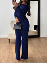 Leisure Pleated Solid Color Long Sleeve 2-piece Sets