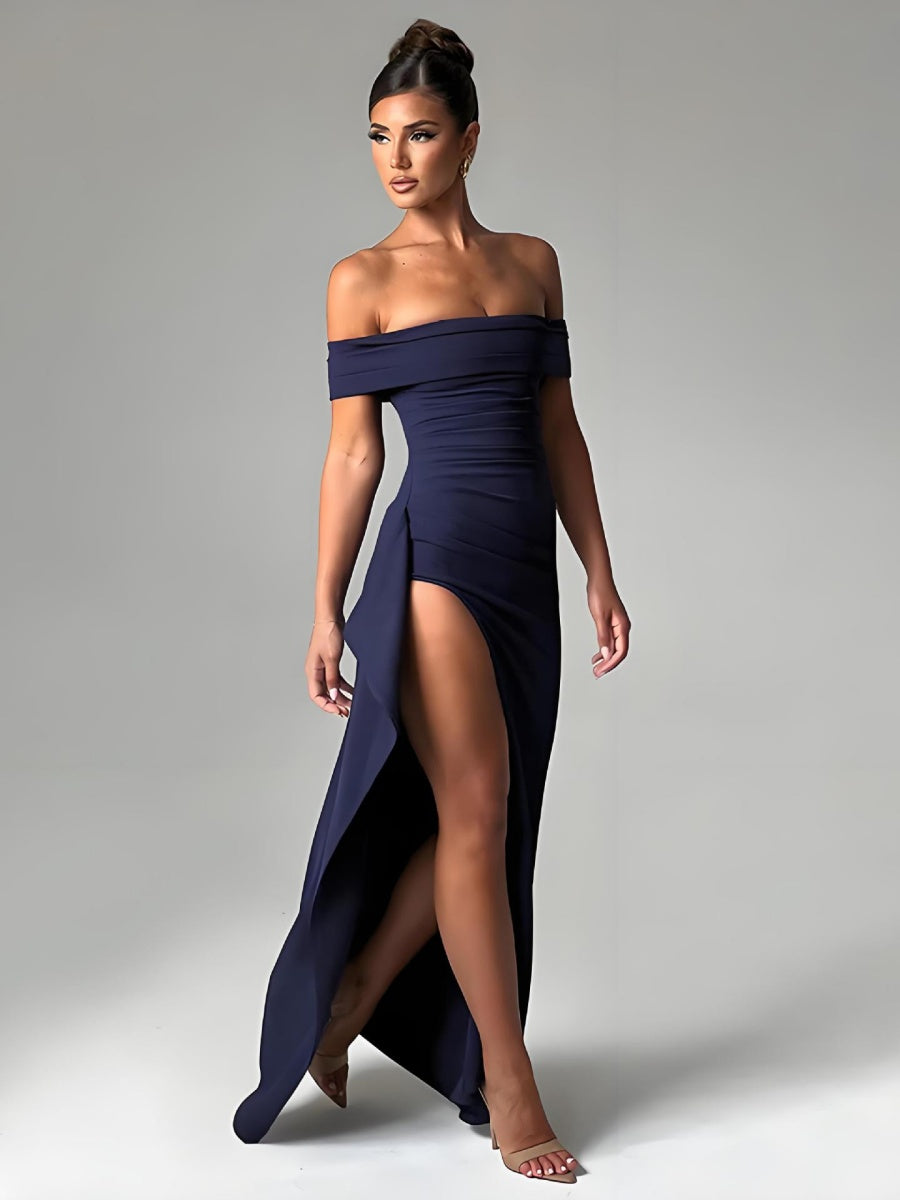 Liber Summer Women's Backless Solid Color Maxi Dresses