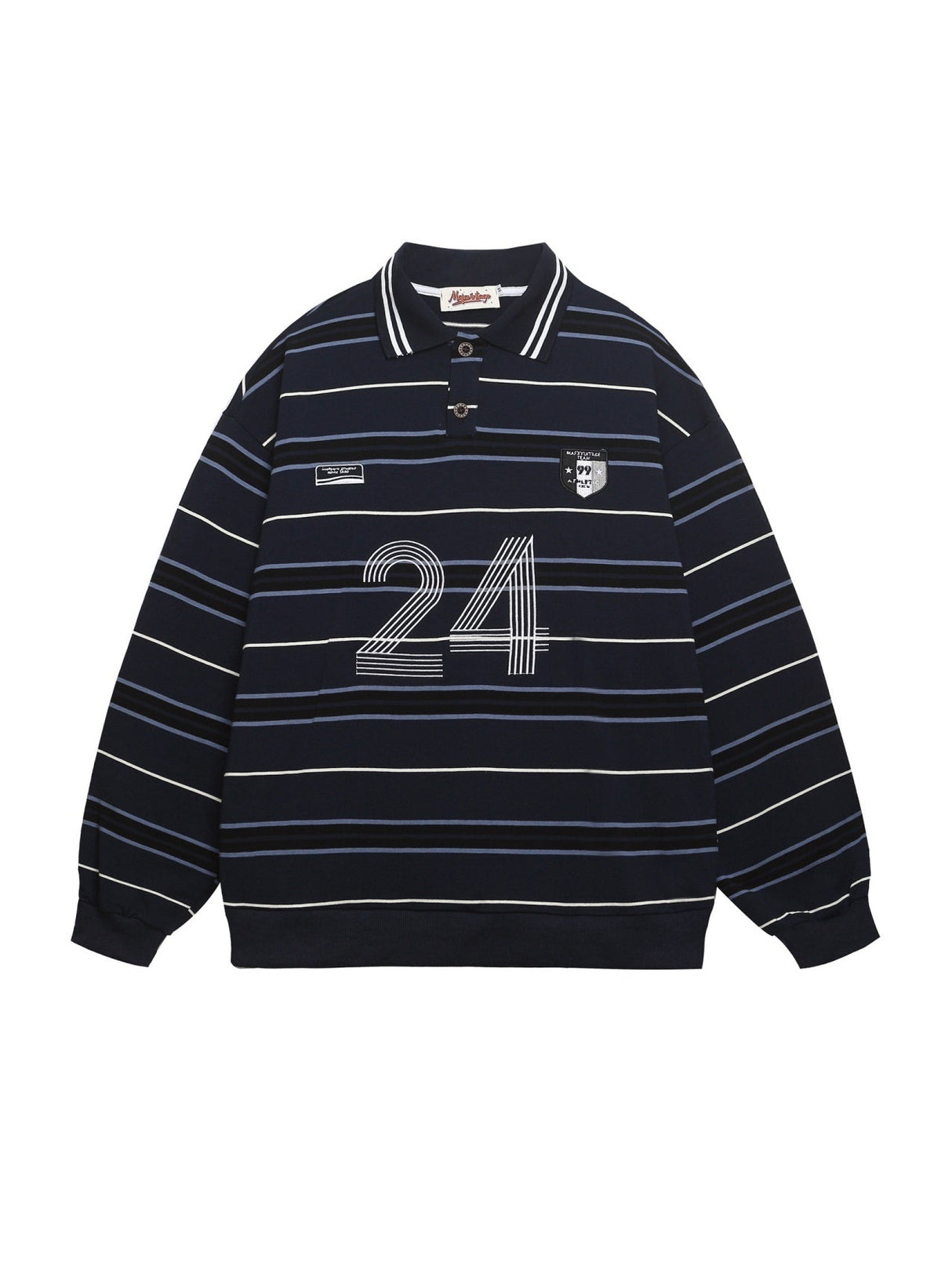 Liber Autumn Neutral wear Embroidery Stripes Polo Shirts