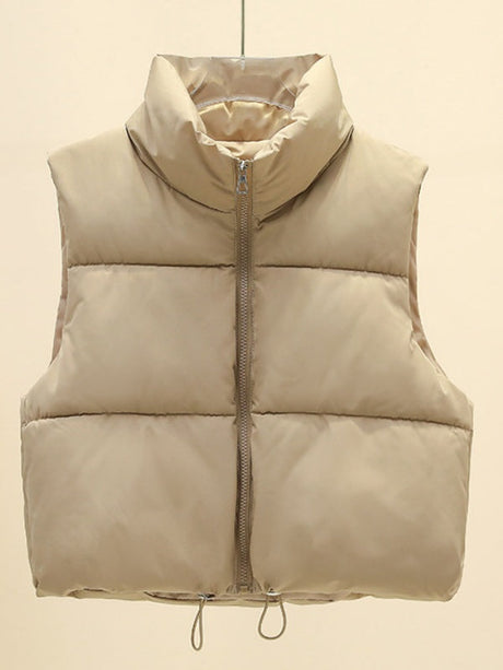 Sleeveless Zipper Stand Collar Vest Jacket Down Vest