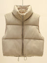Sleeveless Zipper Stand Collar Vest Jacket Down Vest