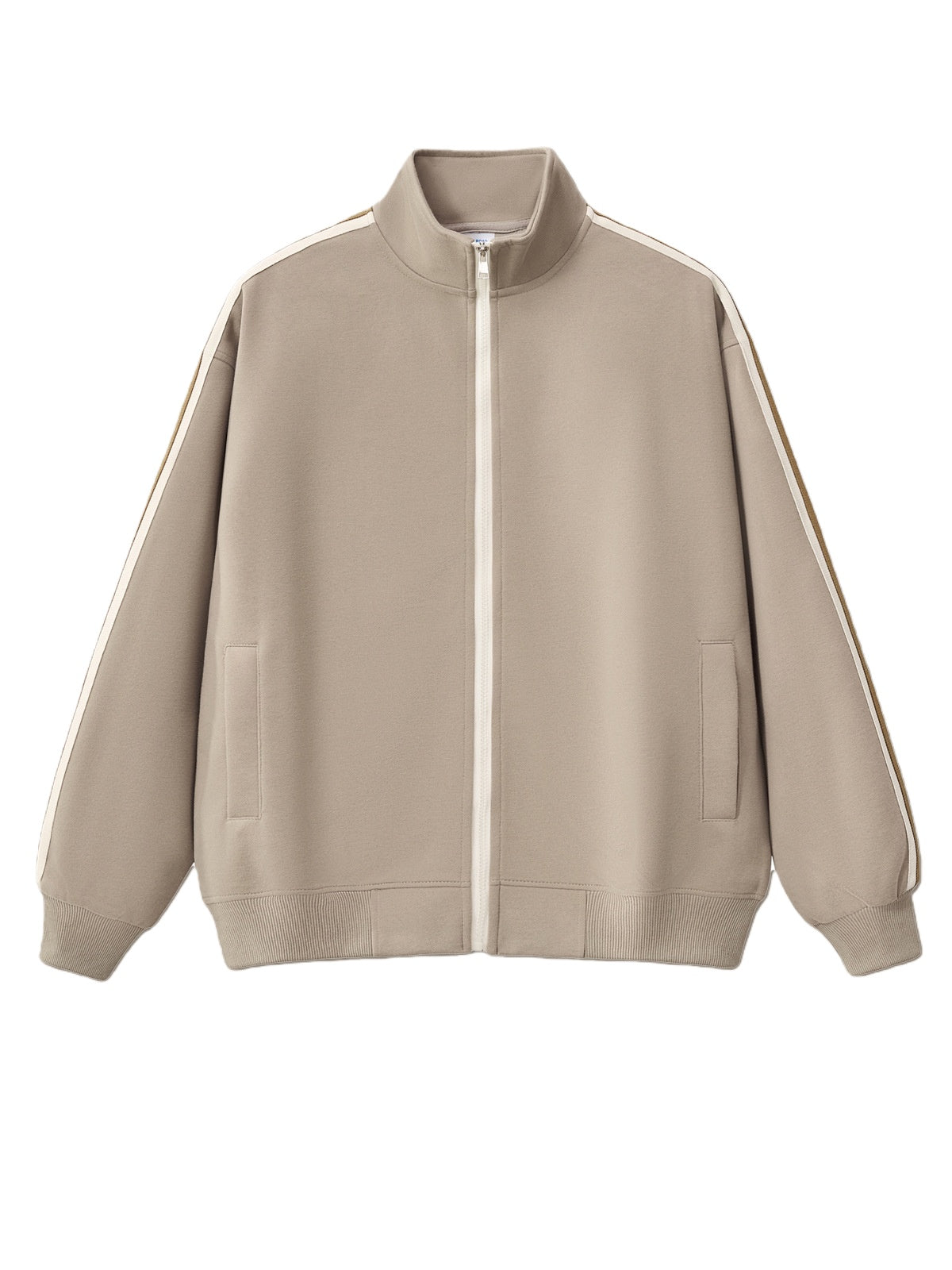 Stripes College Style Zipper Stand Collar Jackets