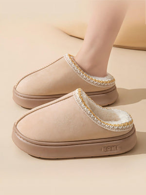 Solid Color Stitching Thick-soled Slippers