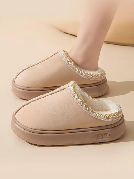 Solid Color Stitching Thick-soled Slippers