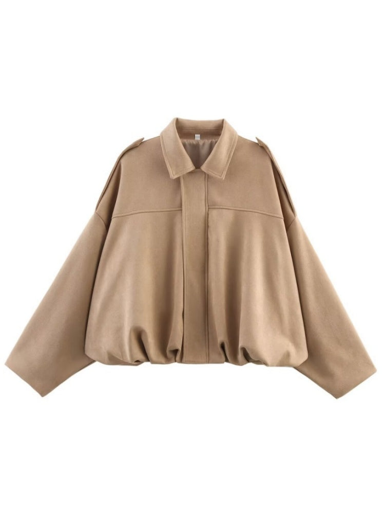 Suede Commuter Casual Style Long-sleeved Zipper Textured Jacket