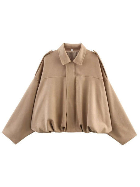 Suede Commuter Casual Style Long-sleeved Zipper Textured Jacket