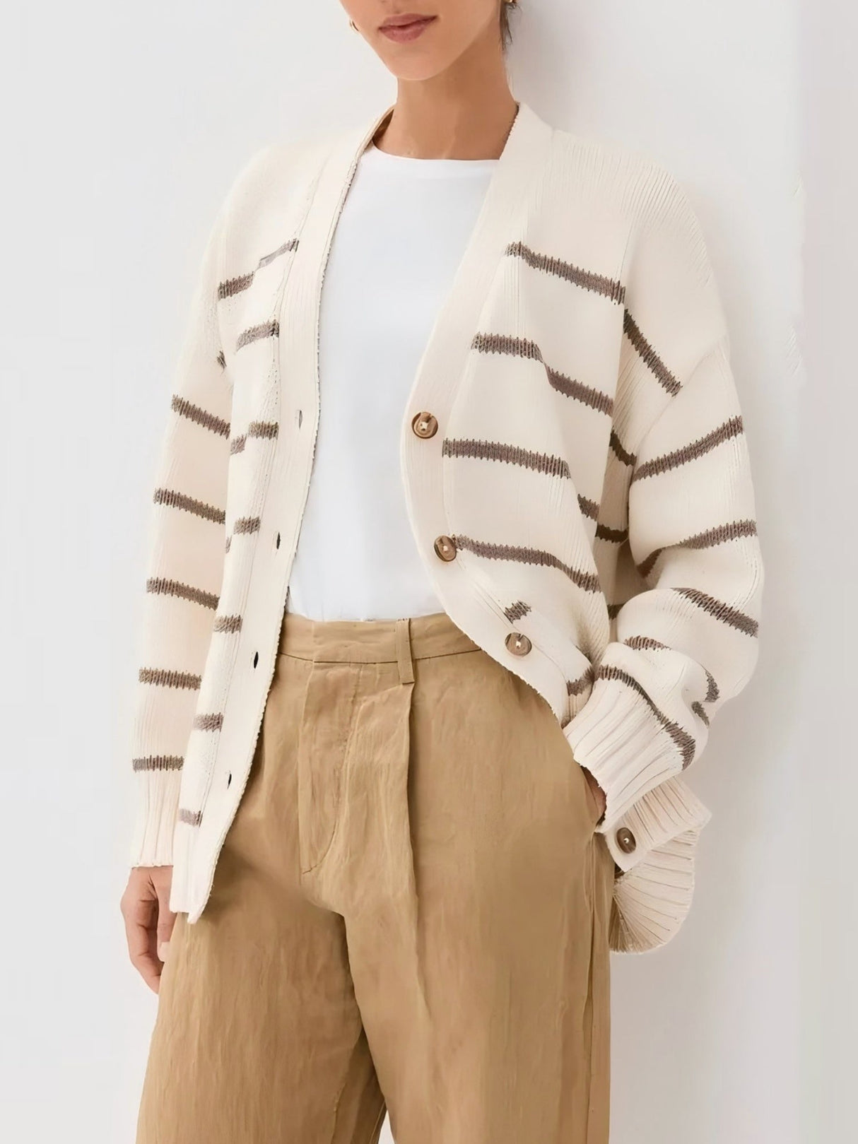 Liber Buttons Contrasting Colors Color Matching Cardigans