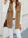 Three-dimensional Geometric Pattern Warm And Fashionable Plush Hooded Cardigan Mid-length Vest
