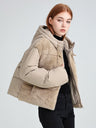 Fur Hooded Button Short Down Jacket Thickened Coat
