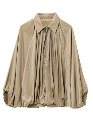 Batwing Sleeve Puff Sleeve Loose Casual Long Sleeve Zipper Suit Shirt Jacket