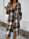 Contrasting Colors Pocket Plaid Mid-length Coats