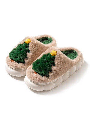 Christmas Tree Colorblock Platform Slippers