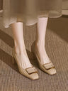 Liber Spring and Autumn Square Buckle Women's High Heels