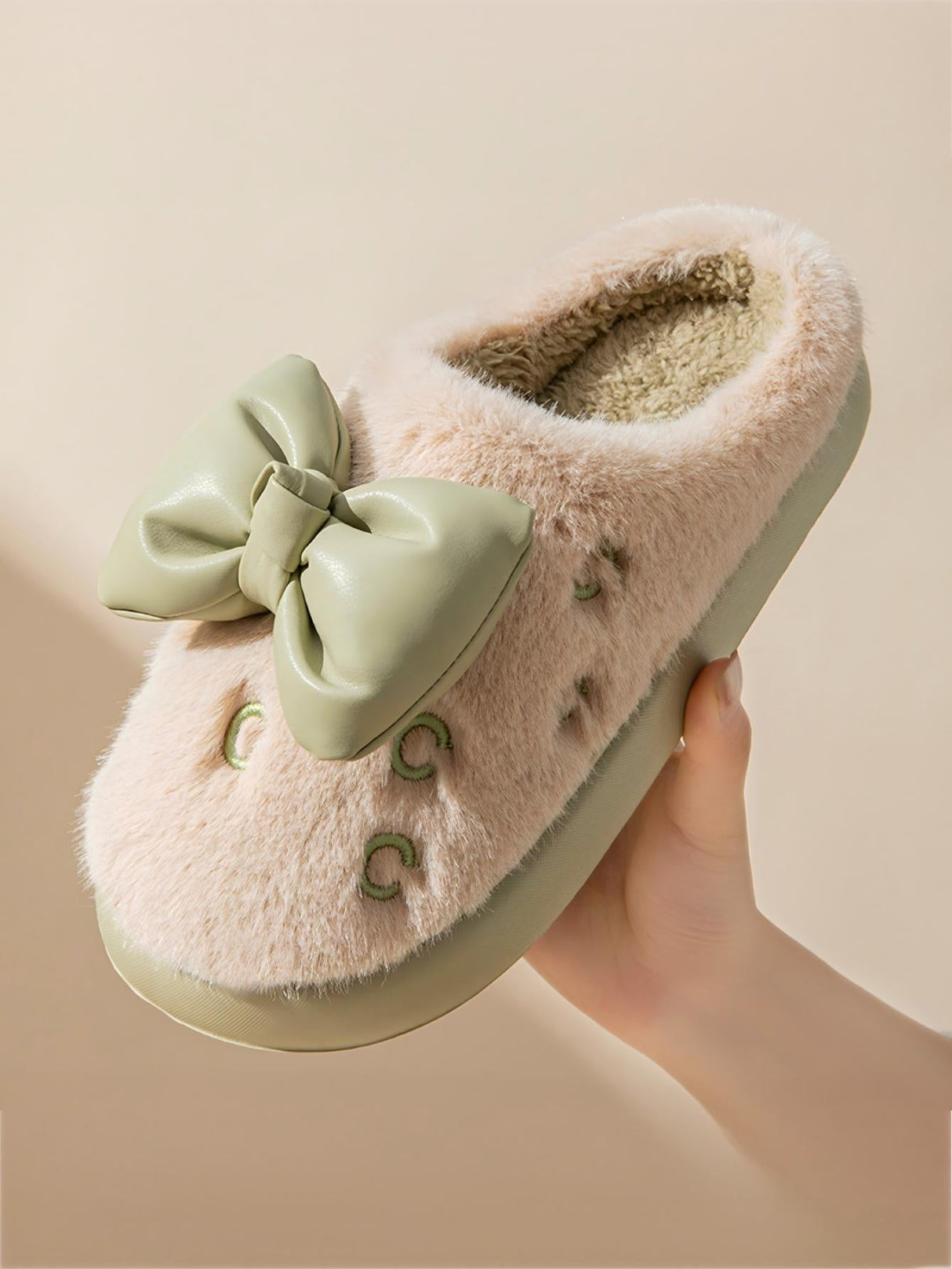 Colorblock Bow Slippers