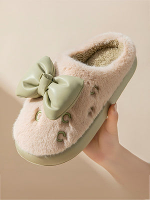 Colorblock Bow Slippers