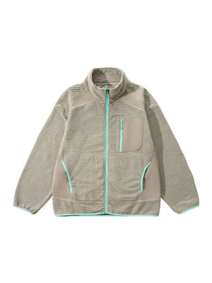 Wave Pattern Contrasting Colors Zipper Light Outdoor Plush Sweatshirt Sports Jacket