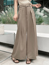 Pleated Lace-Up Wide-Leg Casual Pants Khaki Suit Trousers