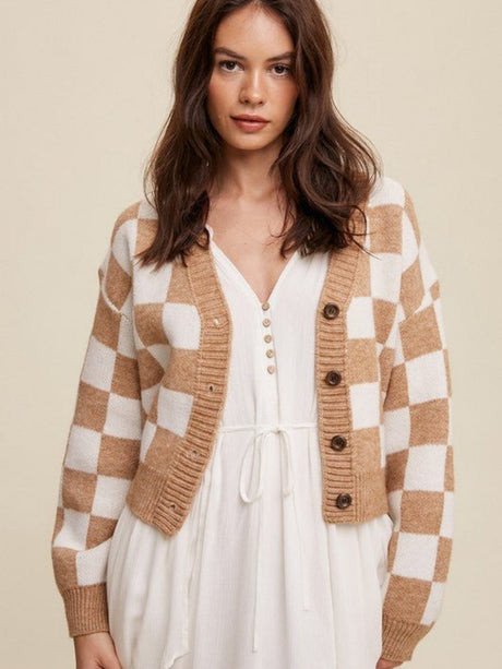 Plaid Contrasting colors Short Cardigans