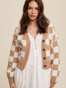 Plaid Contrasting colors Short Cardigans