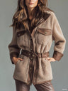 Polar Fleece Long Pocket Splicing Belted Jacket